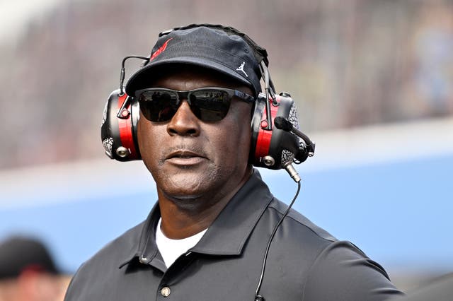 <p>Michael Jordan, NBA Hall of Famer and co-owner of 23XI Racing looks on during the NASCAR Cup Series FireKeepers Casino 400 at Michigan International Speedway on August 18, 2024 in Brooklyn, Michigan</p>