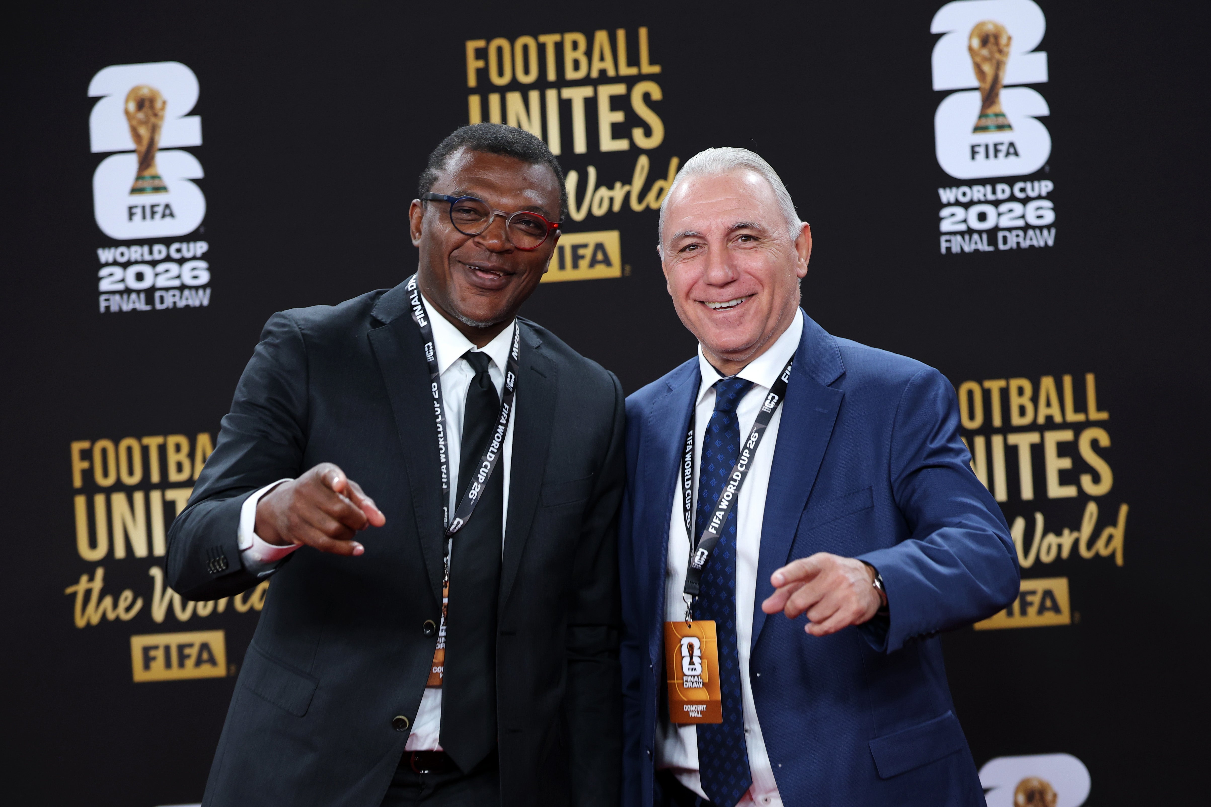 Marcel Desailly (left) accompanied by Hristo Stoichkov