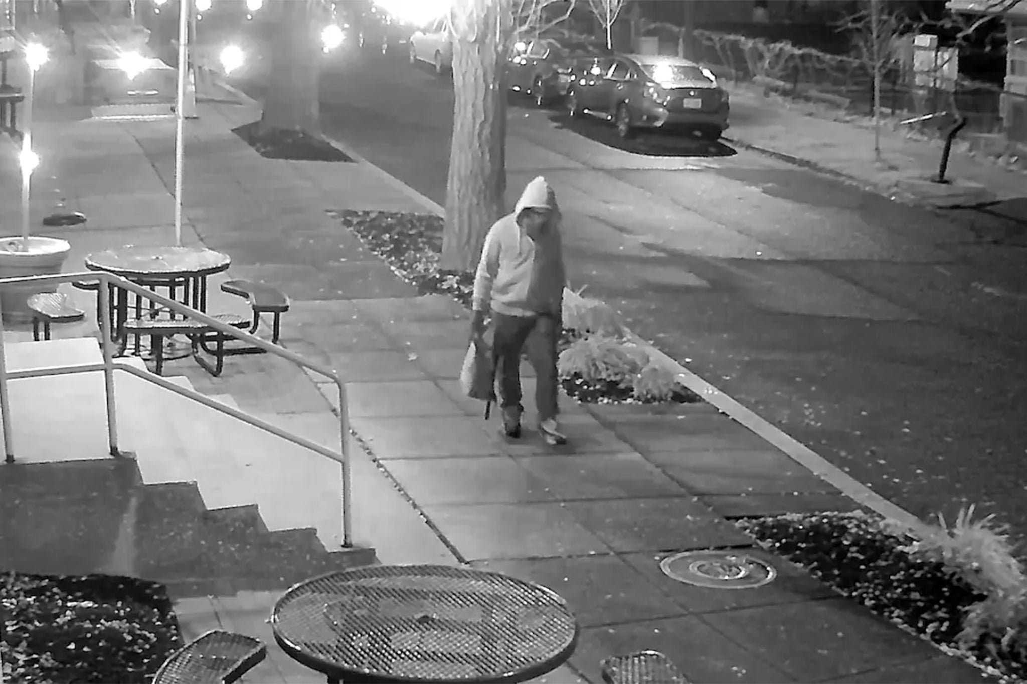 Footage showed the suspect walking through the Capitol Hill neighborhood before placing bombs outside both buildings in 2021. He wasn’t arrested until December 2025