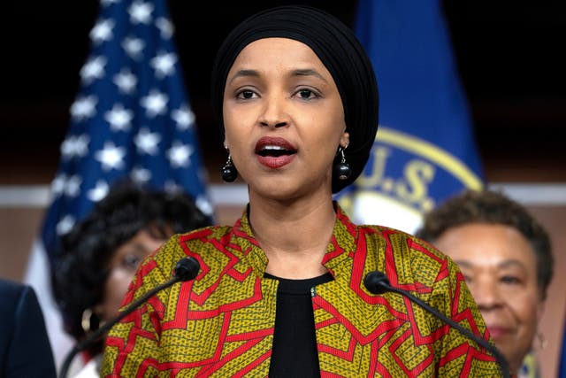<p>Congresswoman Ilhan Omar claimed that the president was a ‘national embarrassment’</p>