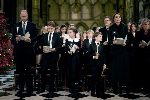 <p>The Prince and Princess of Wales and their children during the Together At Christmas carol service (Aaron Chown/PA)</p>