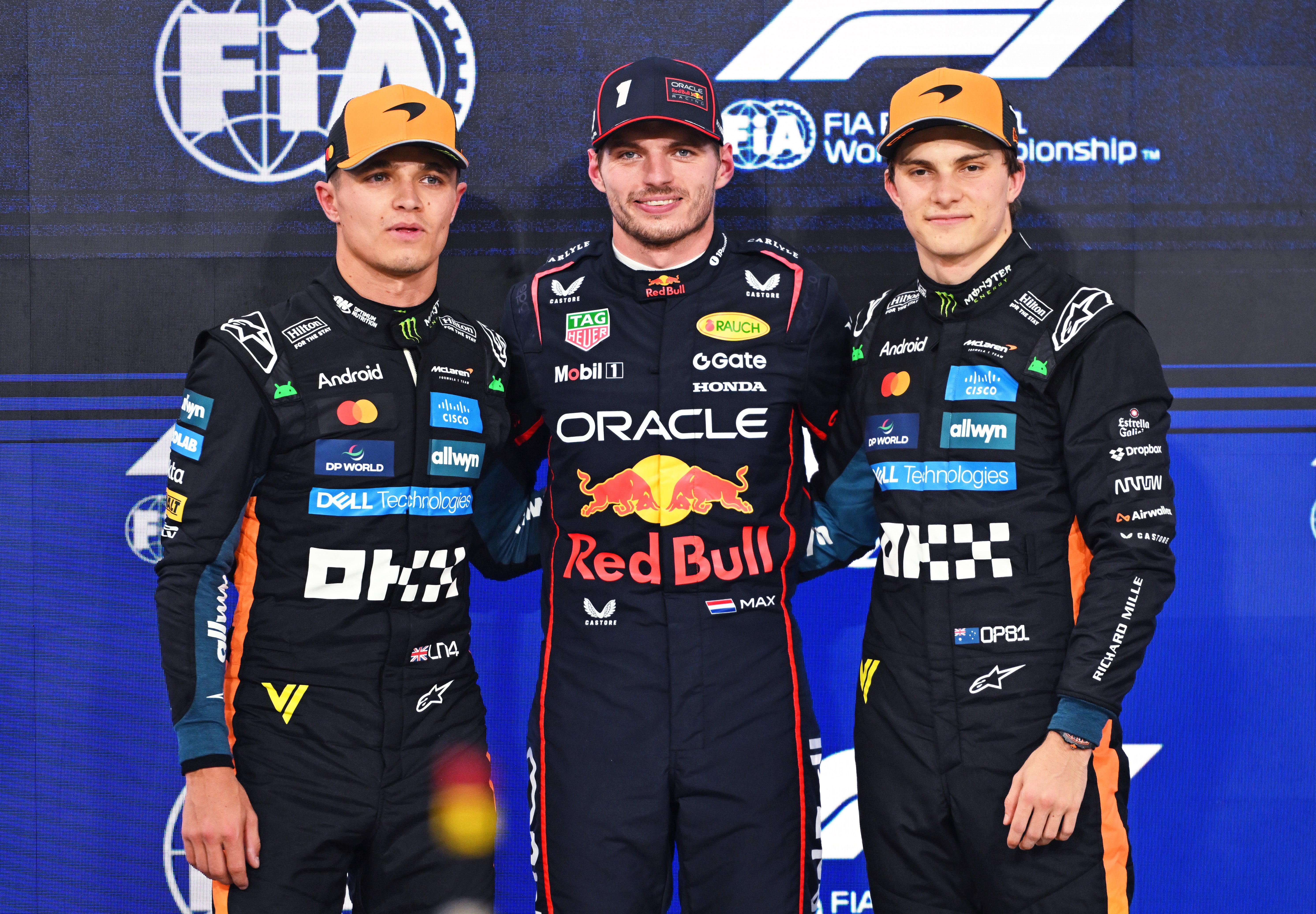 Verstappen starts ahead of Lando Norris and Oscar Piastri