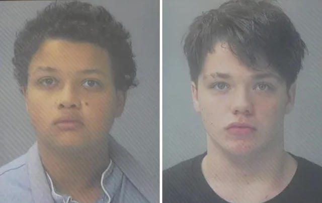 <p>Kimahri Blevins (left) and Gabriel Williams (right) were arrested in connection with the murder of a 14-year-old girl, according to police</p>