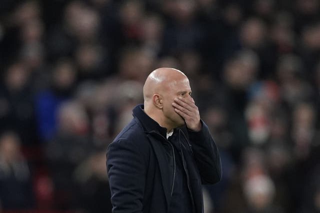 Liverpool manager Arne Slot saw his side concede a late equaliser against Leeds (Peter Byrne/PA).