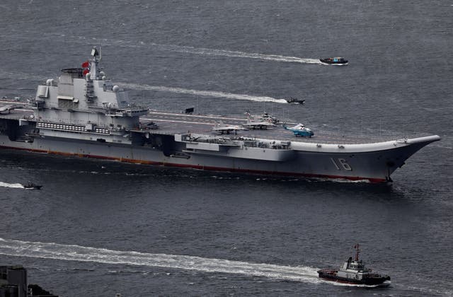 <p>The Liaoning, China’s first aircraft carrier, sails to Hong Kong for a port visit to mark the 20th anniversary of the People’s Liberation Army’s garrison presence in the semi-autonomous Chinese city  in 2017</p>