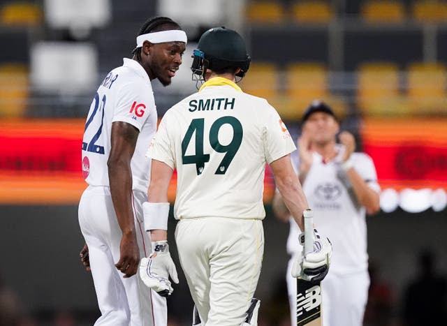 <p>Jofra Archer and Steve Smith exchanged words during the second Ashes Test (Robbie Stephenson/PA)</p>