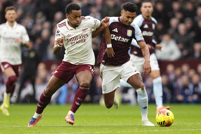 Jurrien Timber (left) wants Arsenal to be motivated by their defeat at Aston Villa (Nick Potts/PA)