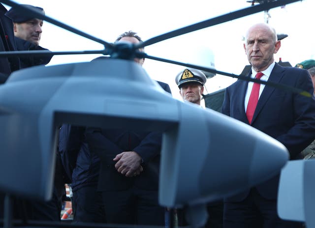 <p>Defence Secretary John Healey is shown a model of Proteus, an autonomous Anti-Submarine Warfare system during a visit to Portsmouth Naval Base, to announce details of Atlantic Bastion</p>