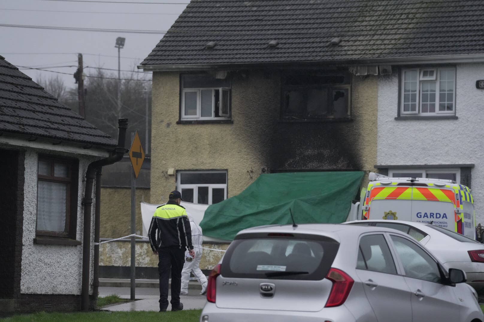 The scene of a house fire in Edenderry, Co Offaly (Aisling Hyland/PA)