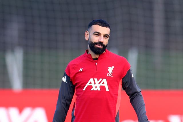 <p>Mohamed Salah attended Liverpool’s training session on Monday </p>