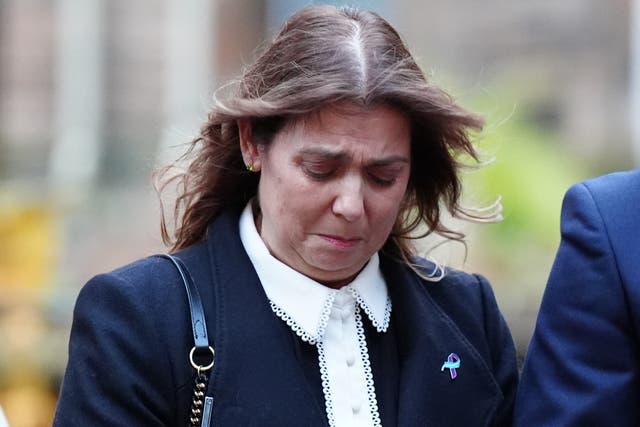 <p>Ethan Scott Brown’s mother Tracy Scott outside Bute Hall at the University of Glasgow (Jane Barlow/PA)</p>