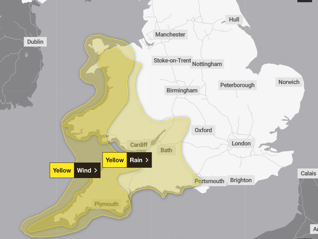 Met Office issues weather warnings for winds up to 70mph and heavy rain ...