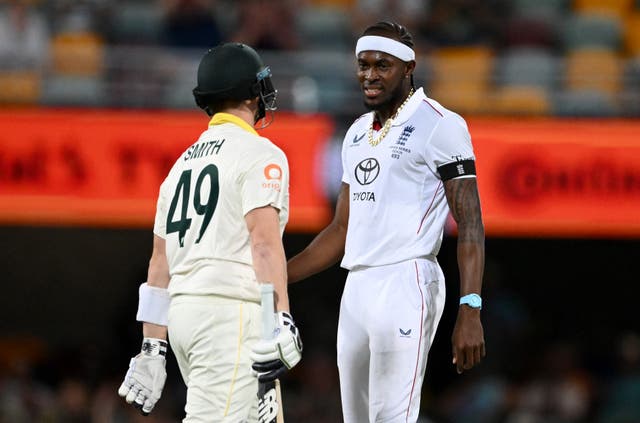 <p>Jofra Archer and Steve Smith were involved in a heated exchange in Brisbane</p>