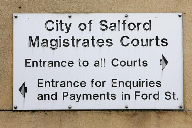 A sign for Salford Magistrates’ Court (Peter Byrne/PA)