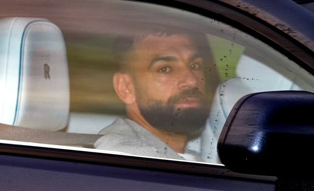 <p>Mo Salah arrives for Liverpool training on Tuesday</p>