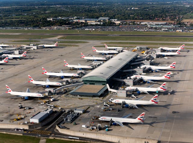 <p>British Airways planes at London Heathrow's Terminal 5</p>
