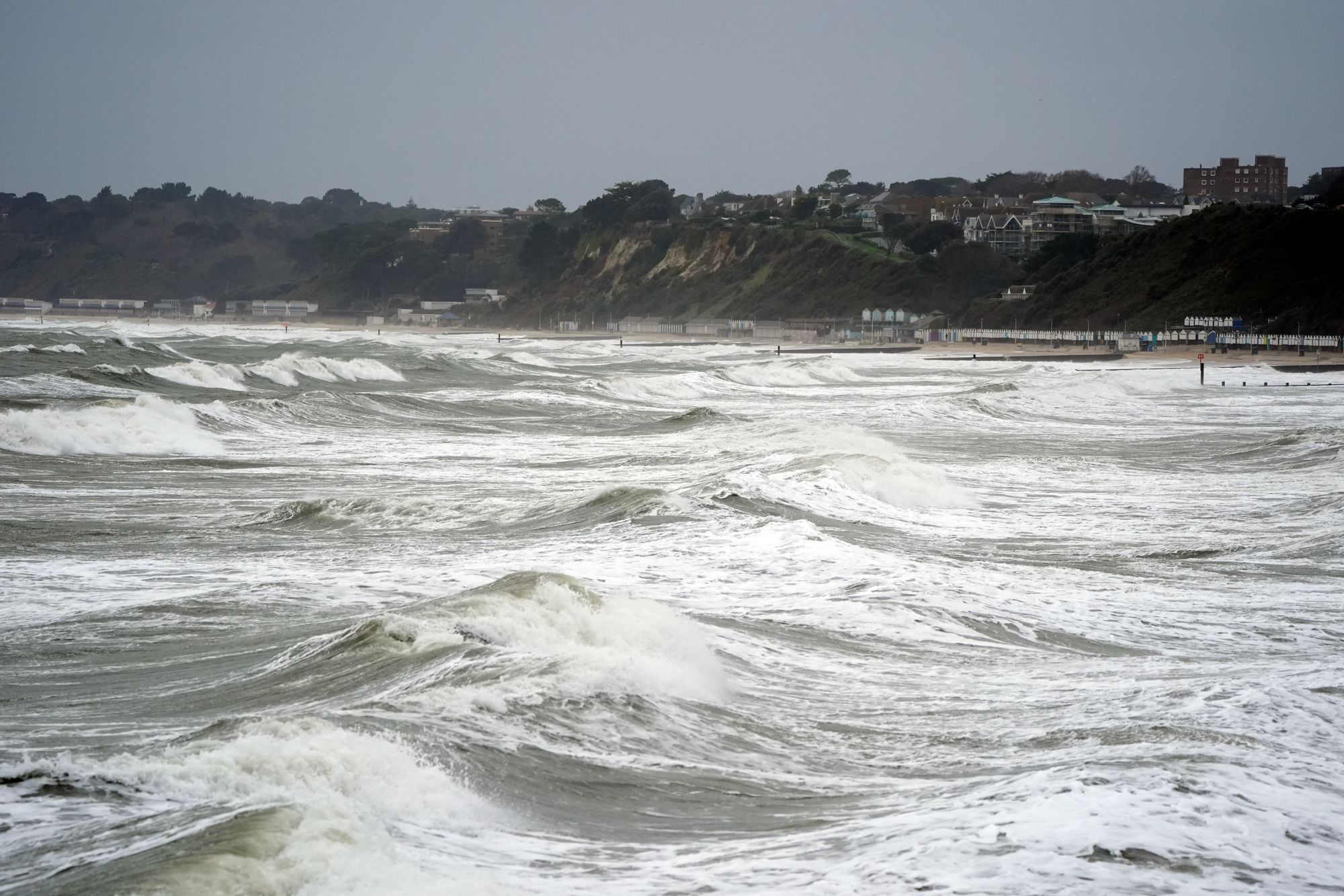 <p>Rough seas at Bournemouth beach amid Storm Bram</p>