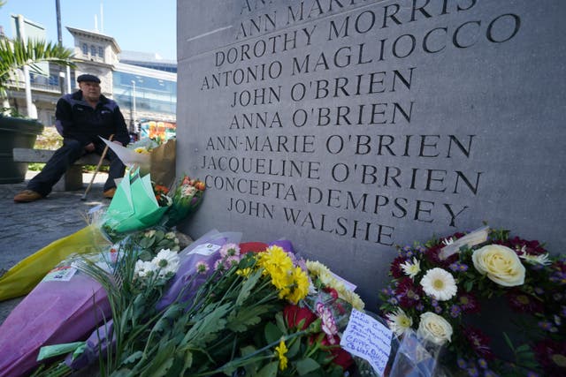 A memorial to the victims of the Dublin and Monaghan bombings (Brian Lawless/PA)