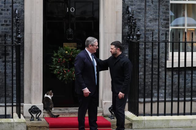 Prime Minister Sir Keir Starmer welcomes Ukrainian President Volodymyr Zelensky to Number 10 Downing Street (Jonathan Brady/PA)