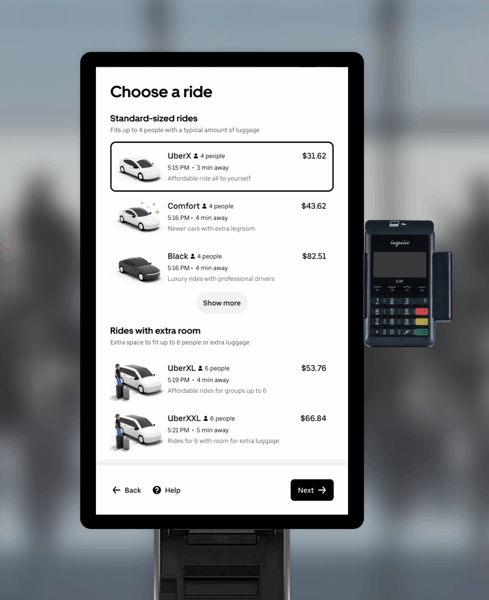 A Uber anunciou na terça-feira o lançamento de um novo Uber Kiosk, que permitirá aos clientes reservar viagens com a Uber sem usar seus telefones.