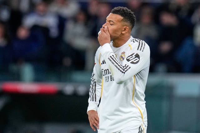 <p>Kylian Mbappe was only named on the bench for Real Madrid’s match against Man City</p>