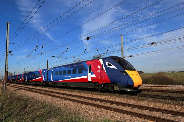 <p>New Great British Railways brand will see trains given a union flag-inspired red, white and blue paint job under the government’s rail-nationalisation plans</p>