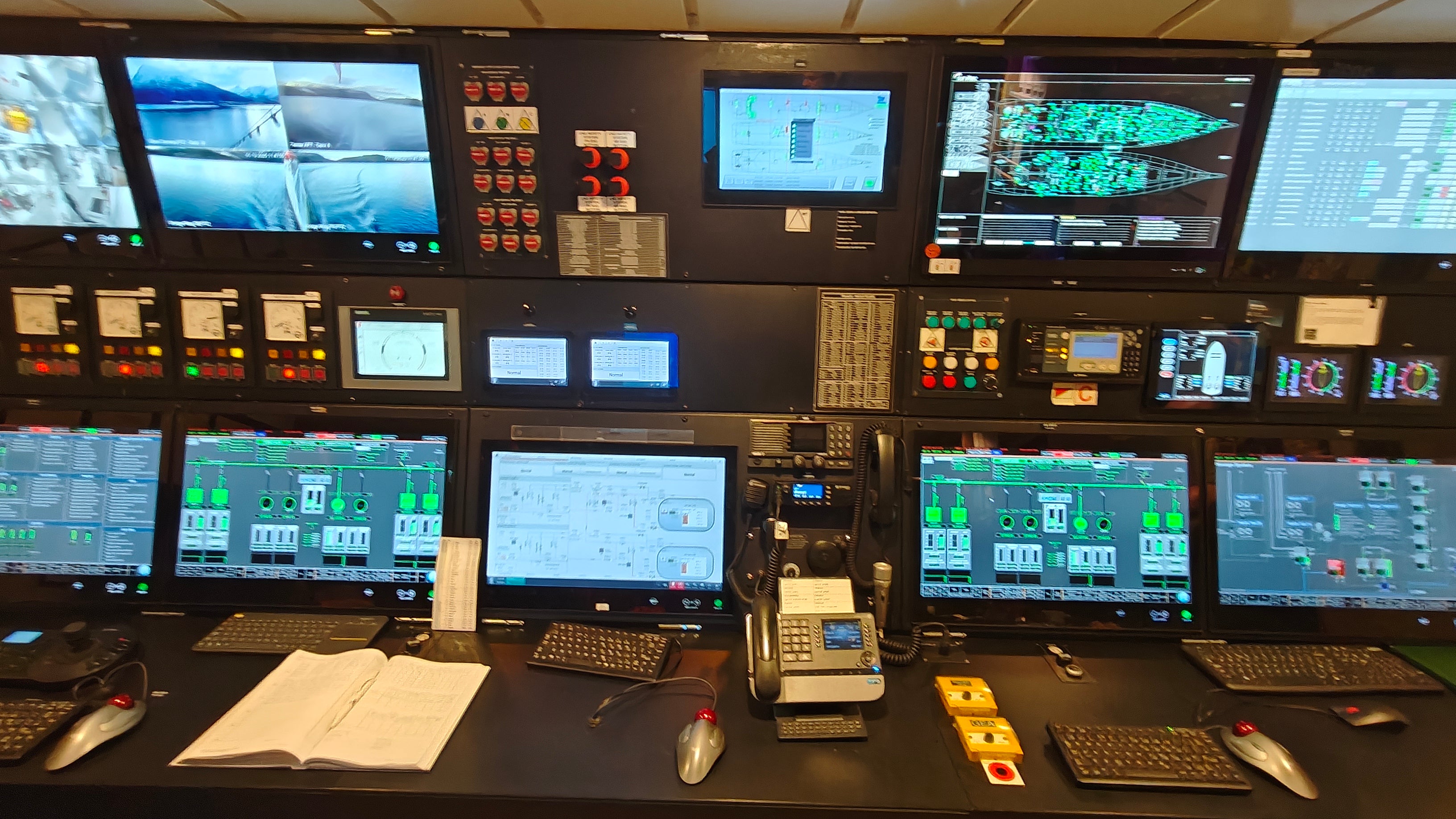 The control room that monitors the engines and battery power aboard Havila Polaris