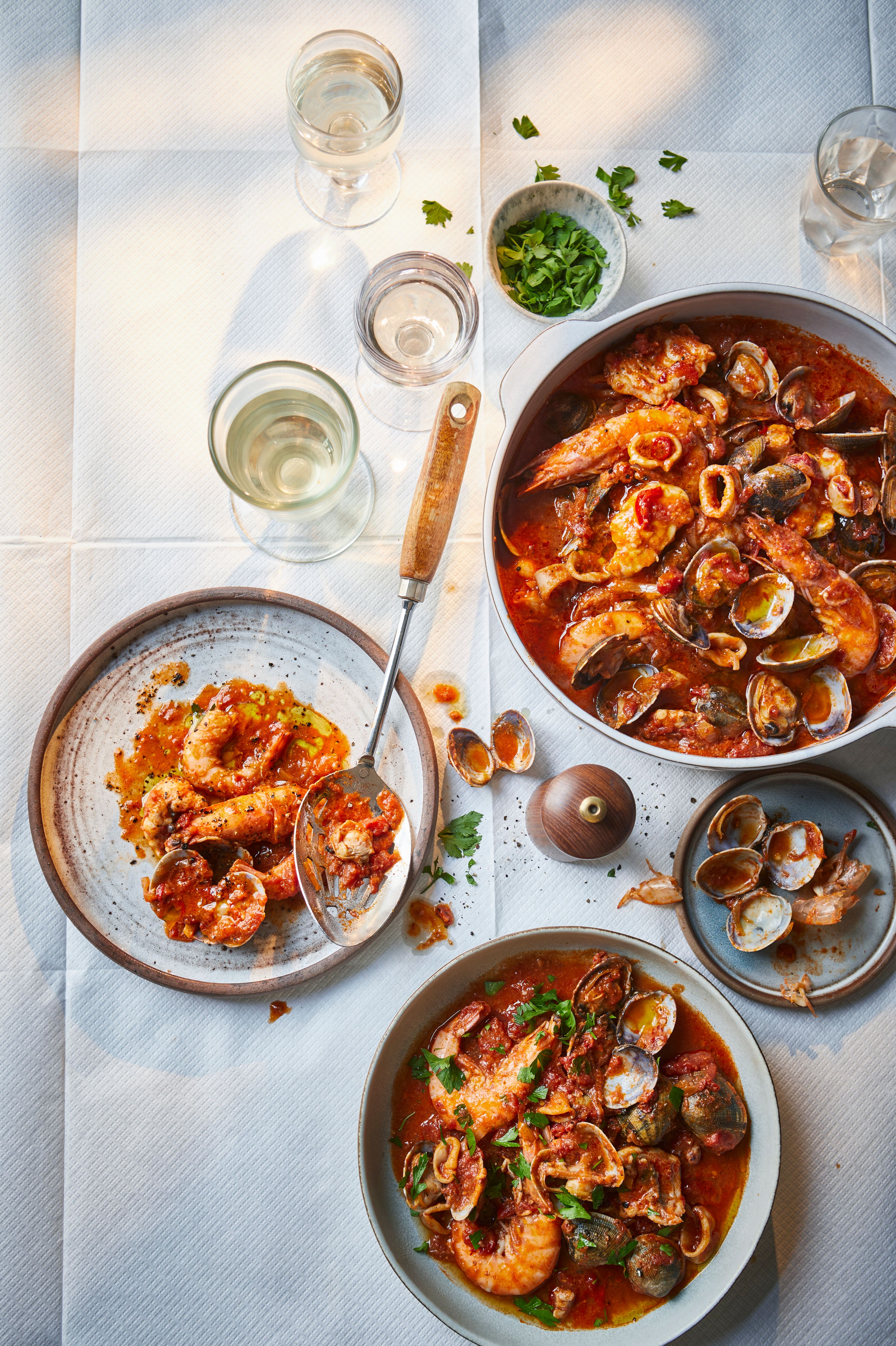 Katie Caldesi’s seafood stew delivers warmth and depth without weighing Christmas Eve down