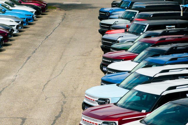 <p>Ford Broncos are seen on a lot at a dealership on April 18, 2025 in Austin, Texas</p>