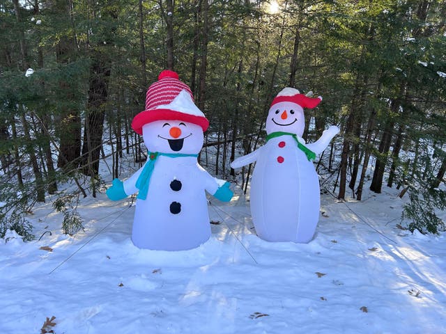 <p>A New Hampshire couple's Christmas inflatables outside their home were shot in what police say may have been a drive-by shooting</p>