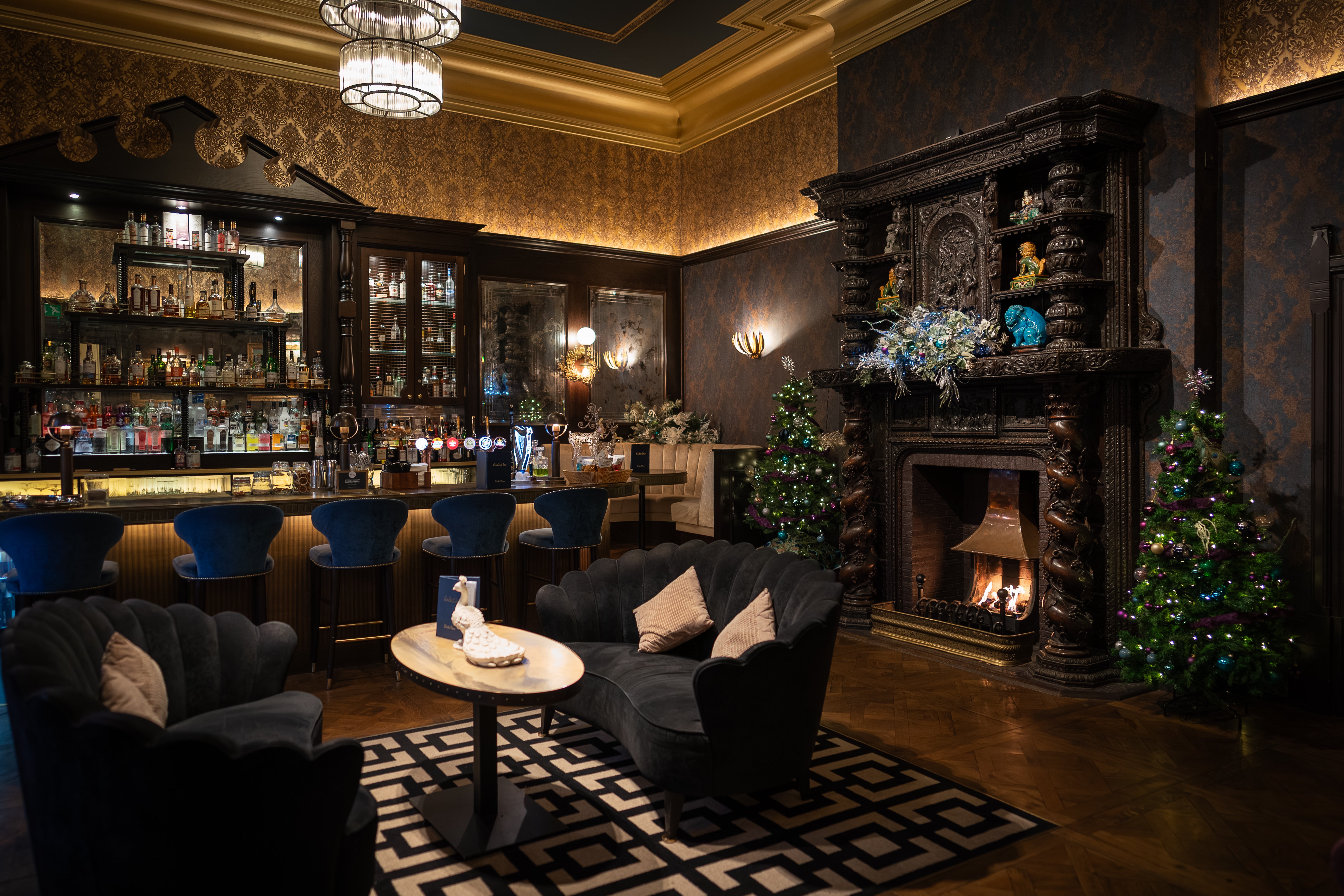 The bar at Armathwaite Hall at Christmas