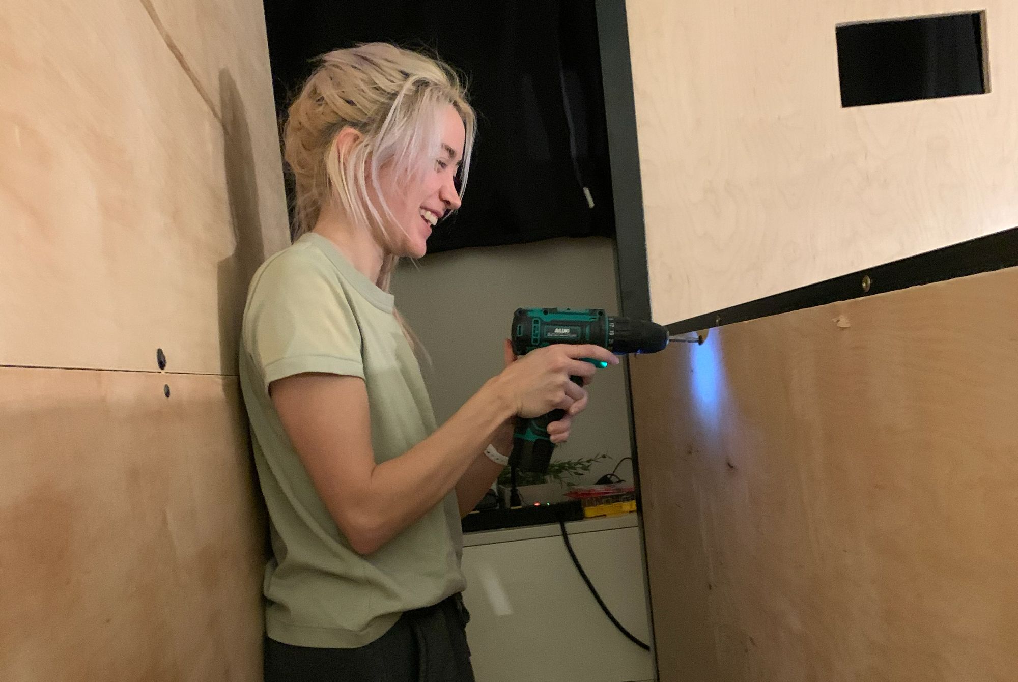 Christina Lennox, who is responsible for the sleeping pods' design and aesthetic, also personally put many of them together