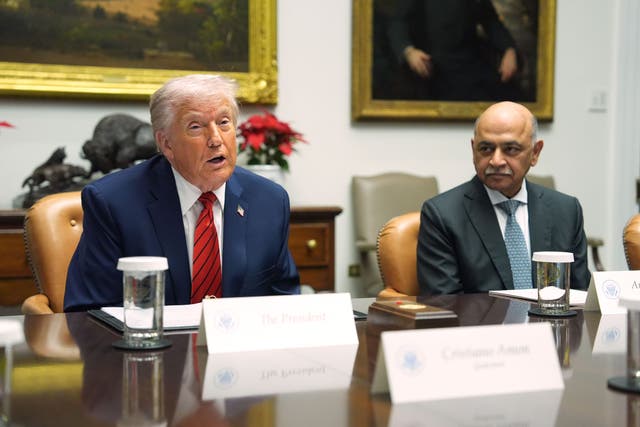 <p>President Donald Trump speaks during a roundtable in the Roosevelt Room of the White House</p>