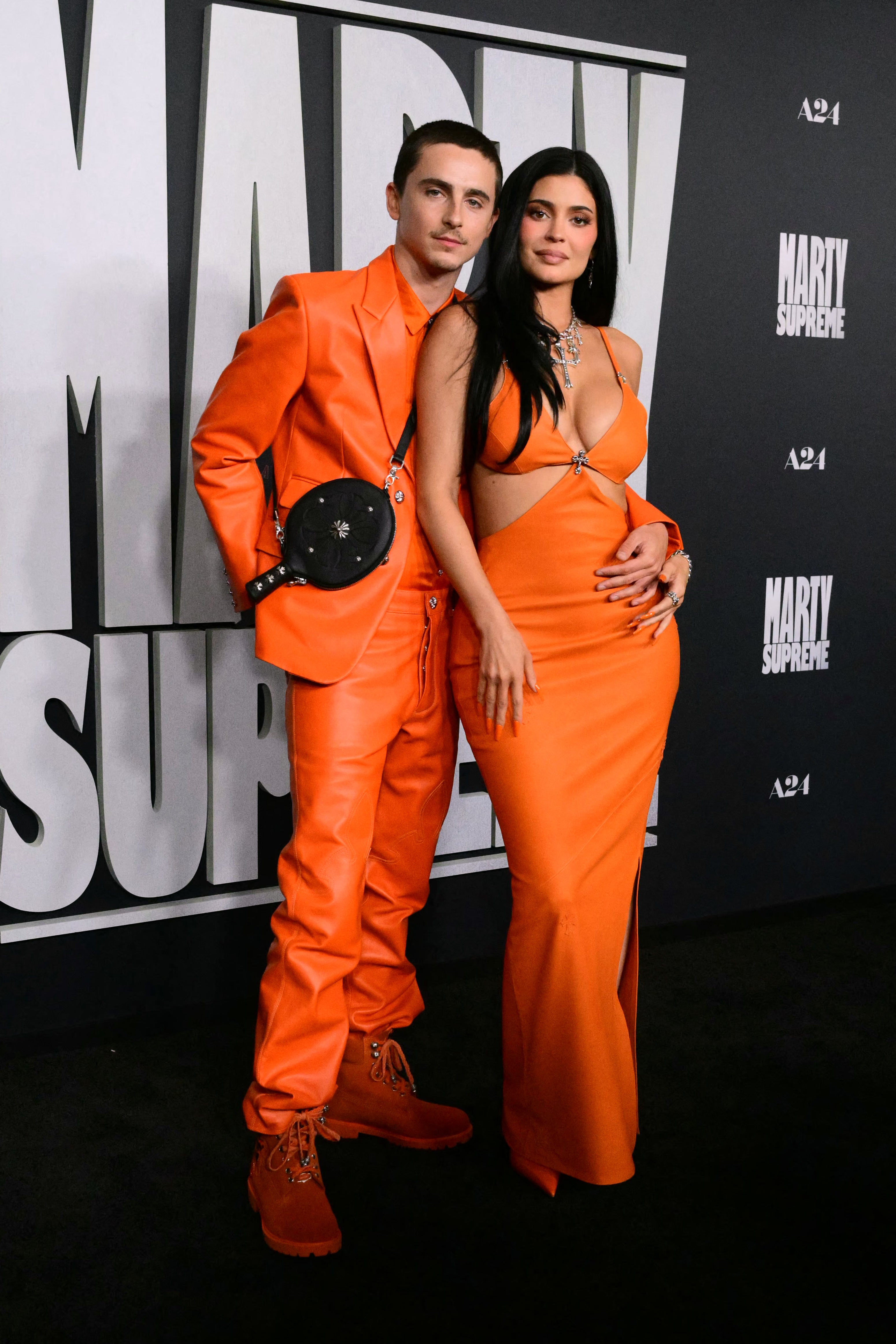 Couple goals? Timmy and Kylie coordinate on the black carpet