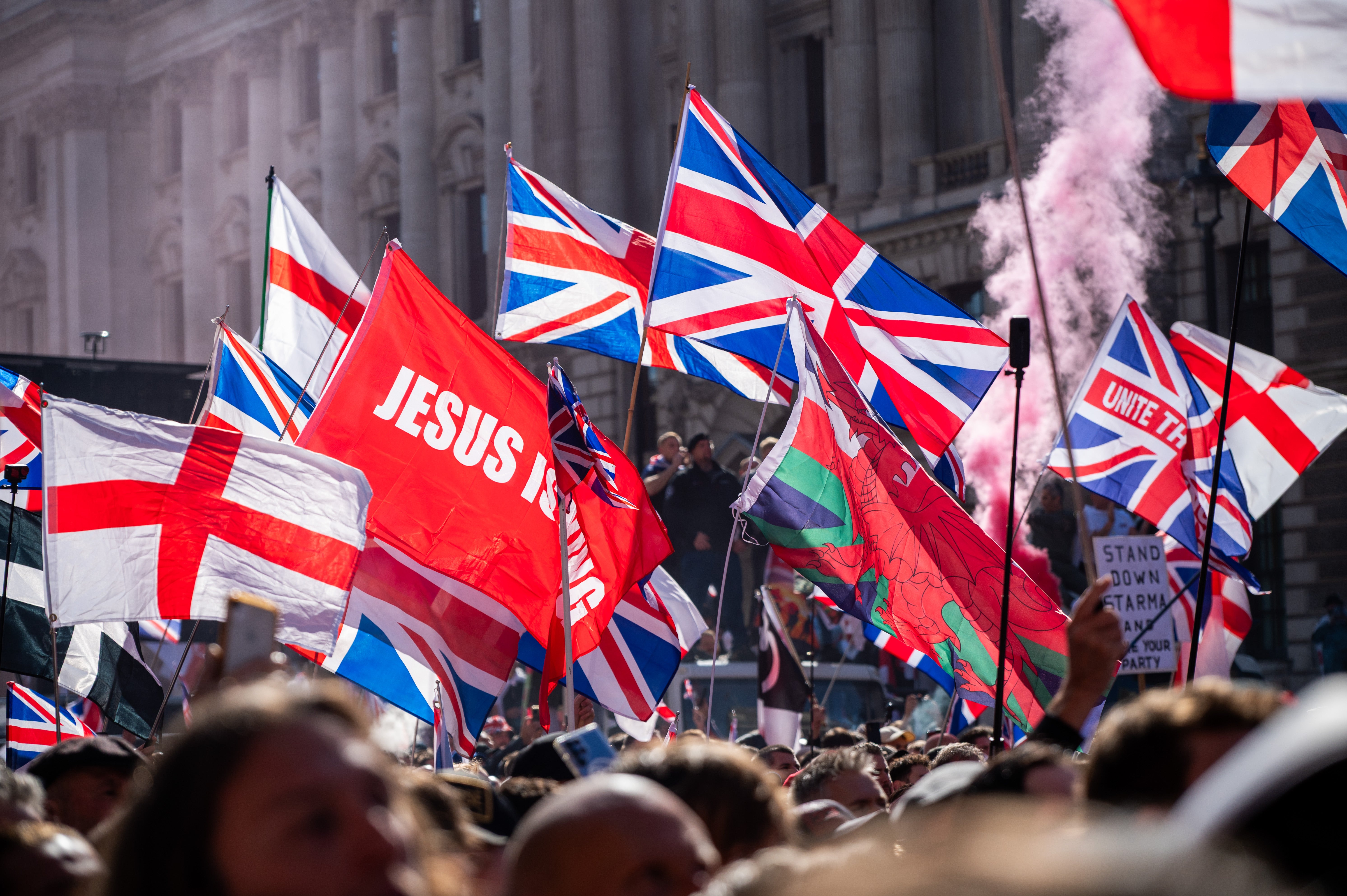 People gathered in Westminster, Whitehall and Trafalgar Square during the Unite The Kingdom Rally in central London on 13 September