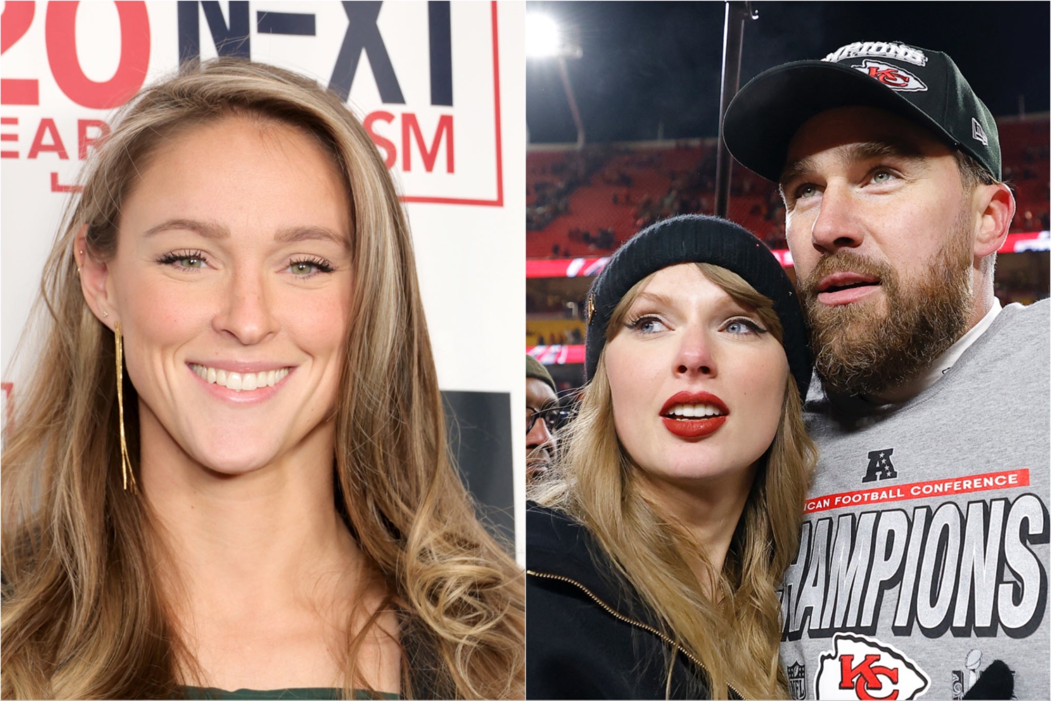 Kylie Kelce mocks her husband Jason for being ‘noticeably quiet’ when Travis Kelce said he never argues with Taylor Swift