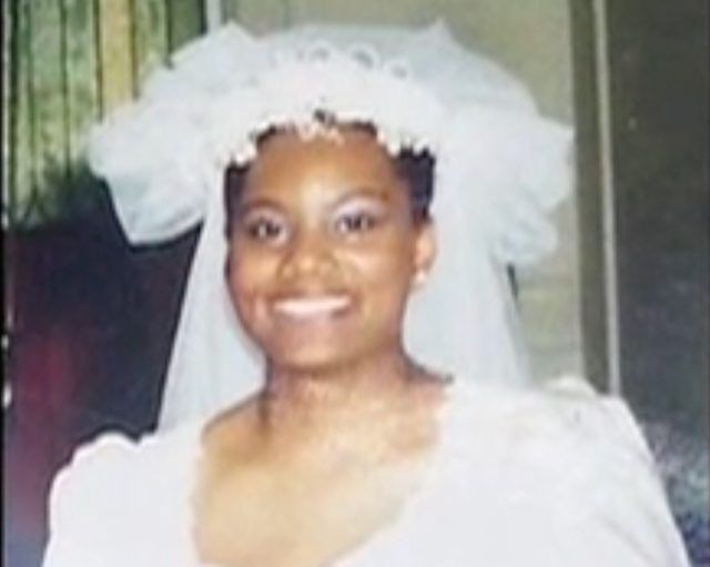 <p>Symone Gilbert accidentally gave away her mother's wedding dress (shown on her mother here) ahead of her own wedding</p>