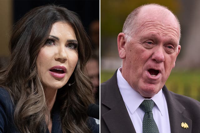 <p>Homeland Security Secretary Kristi Noem and White House border czar Tom Homan barely speak to one another, a new report claims</p>
