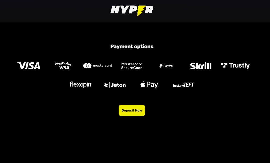 Hyper has an extensive list of banking options