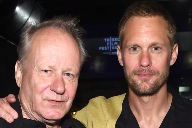<p>Stellan Skarsgård with his eldest son Alexander in 2019</p>