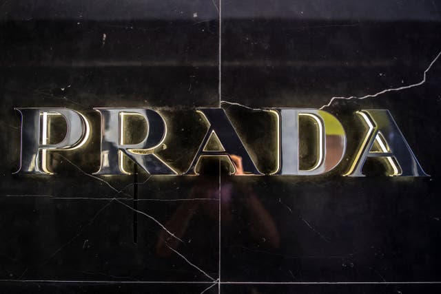 <p>The logo of the luxury brand Prada is seen in Tokyo</p>