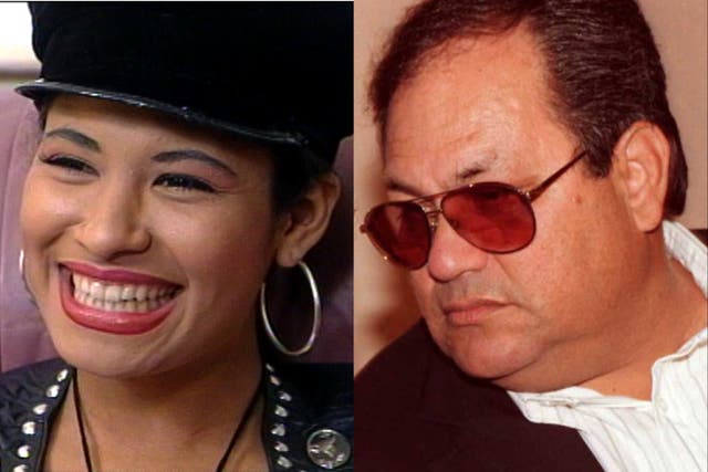 <p>Selena, who died in 1995, and her father Abraham Quintanilla Jr.</p>