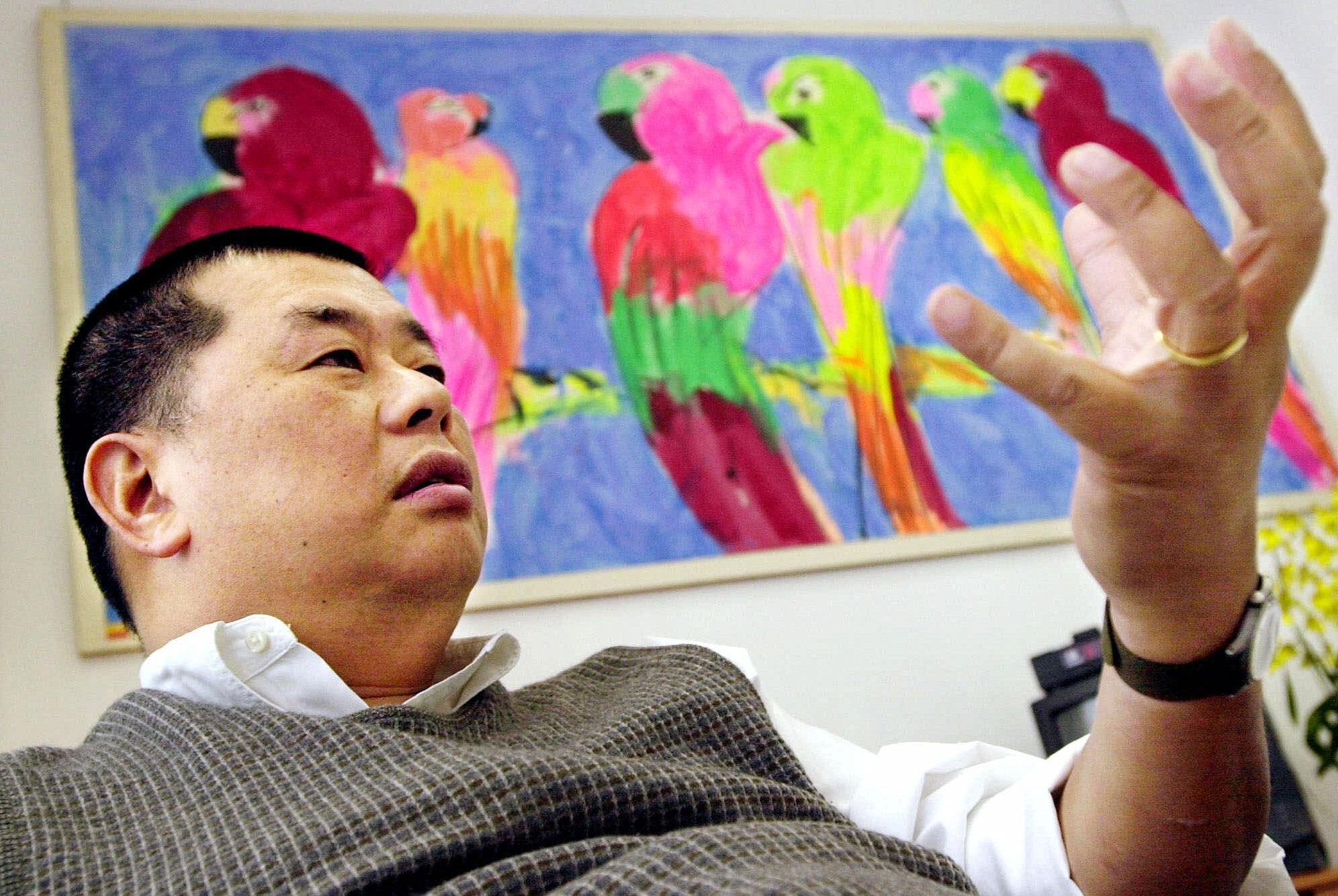 Jimmy Lai at the Apple Daily office in Hong Kong on 28 November 2000