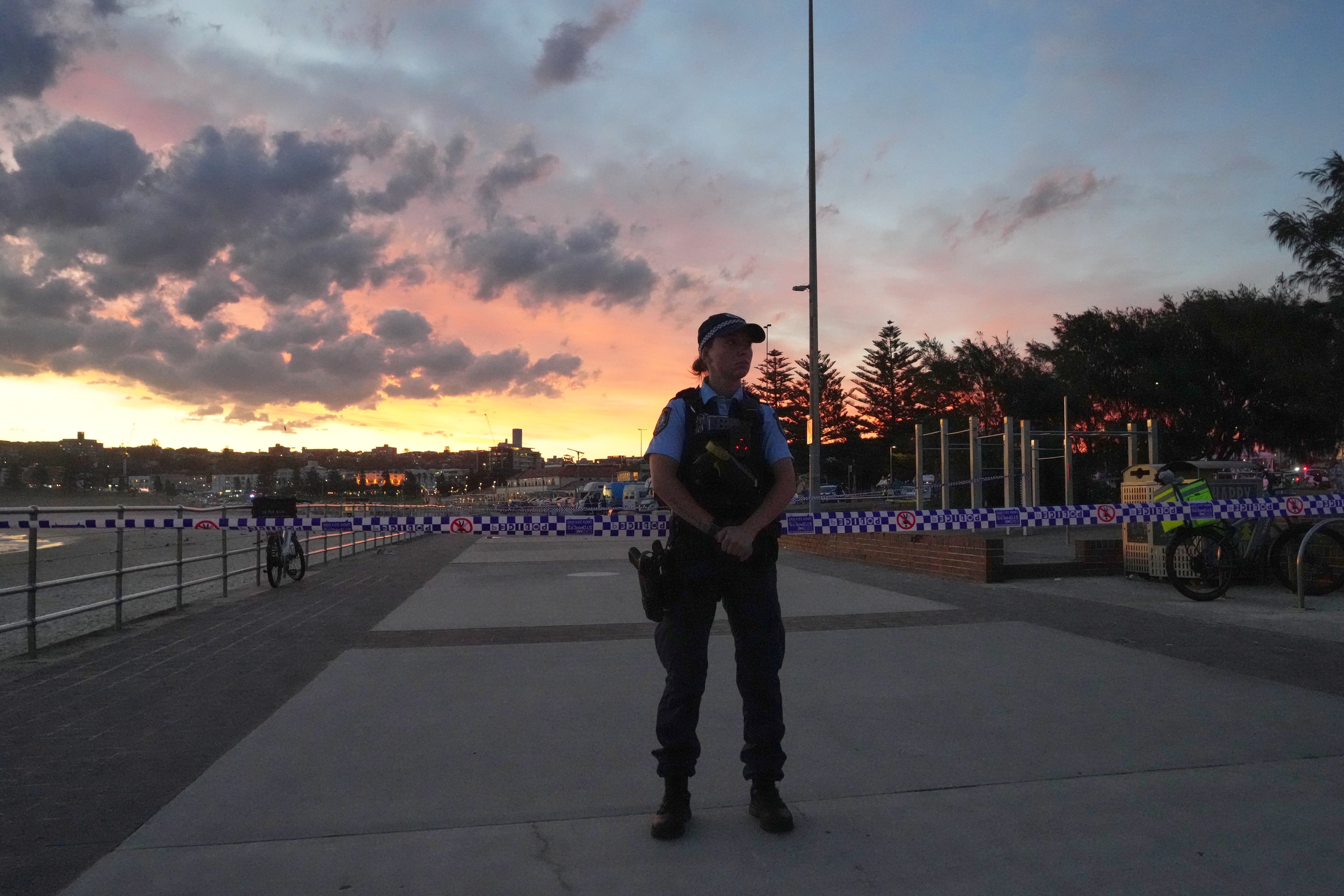 Police cordon off an area after the Bondi Beach shooting