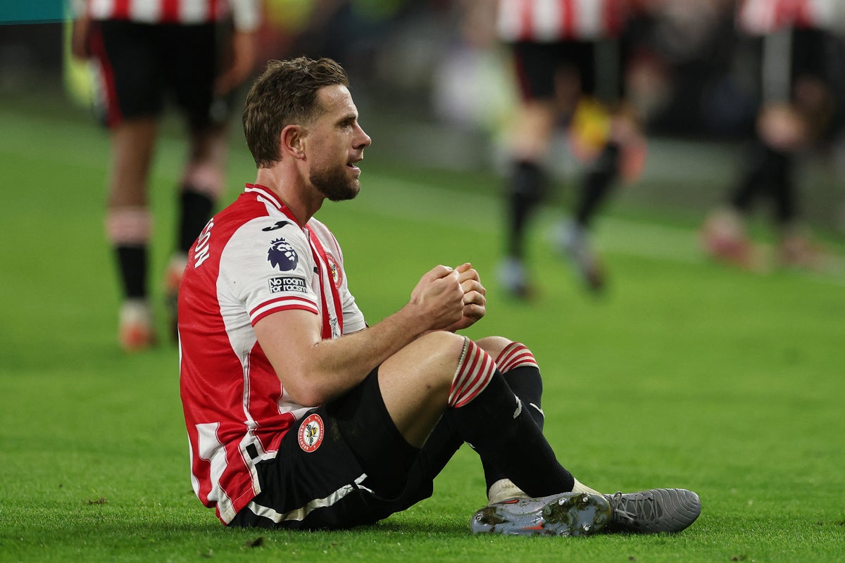 Jordan Henderson pays tribute to Diogo Jota with celebration of first Brentford goal Jordan Henderson pays tribute to Diogo Jota with celebration of first Brentford goal