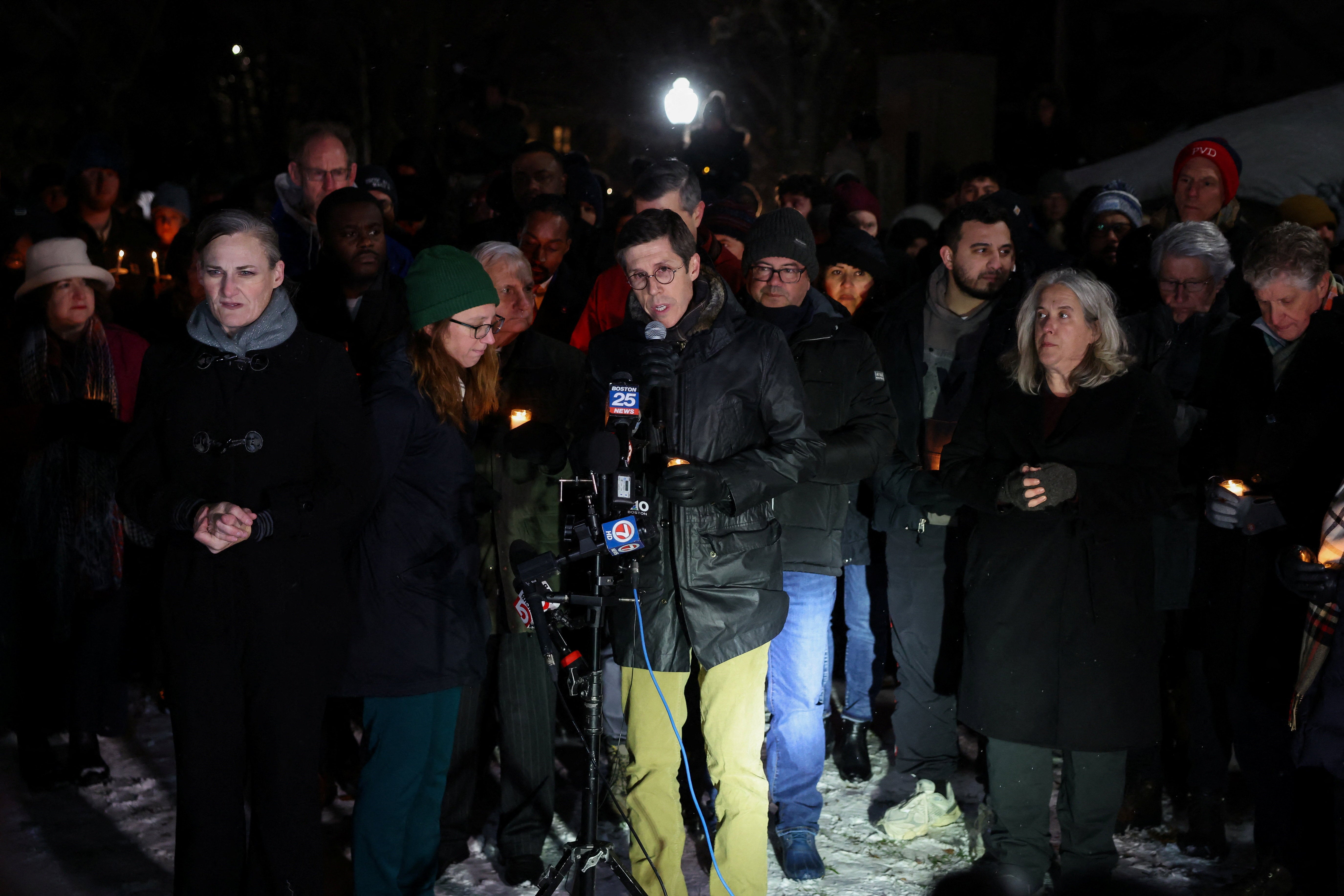 Providence's Mayor Brett Smiley spoke during the vigil