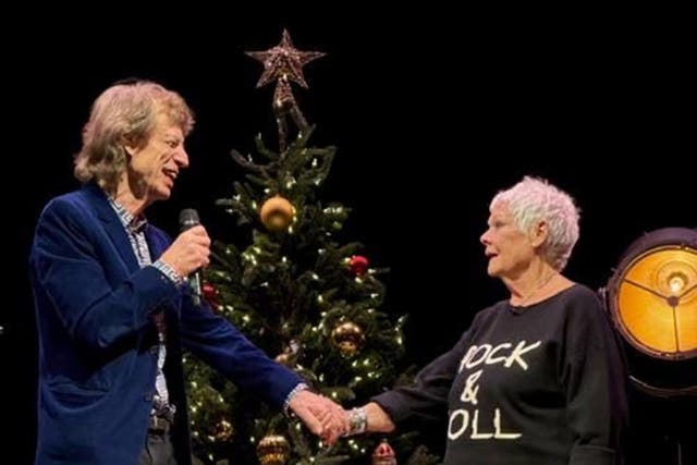 Sir Mick Jagger and Dame Judi Dench on stage (Gyles Brandreth/PA)