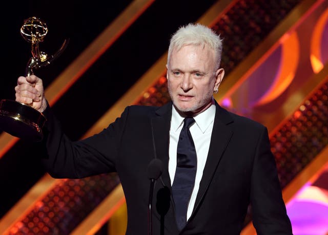 <p>Anthony Geary accepting the Daytime Emmy for Outstanding Lead Actor in a Drama Series award for 'General Hospital' in April 2015</p>