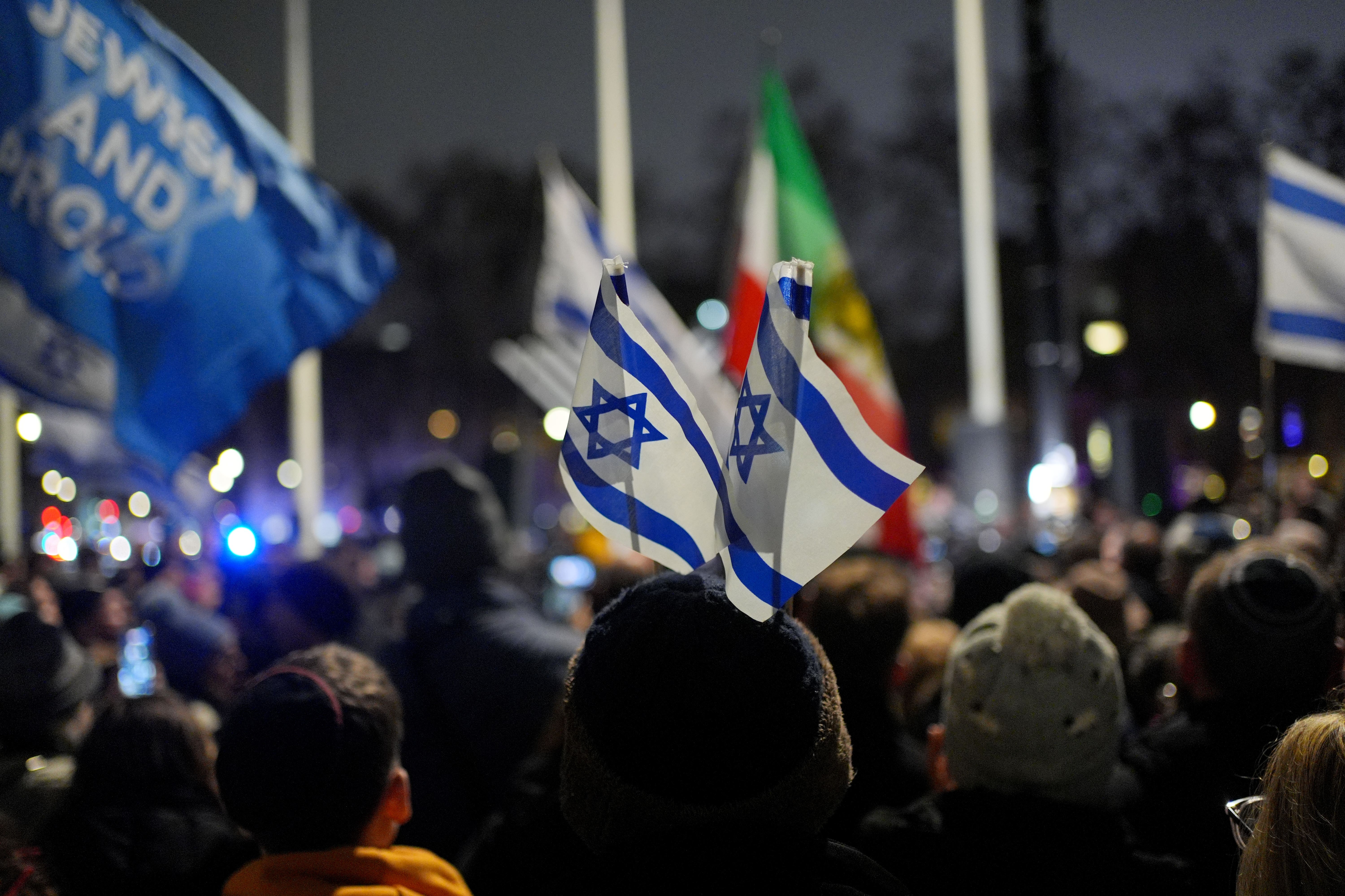 People attend a Campaign Against Antisemitism and Chabad UK event in Westminster, central London (Yui Mok/PA)