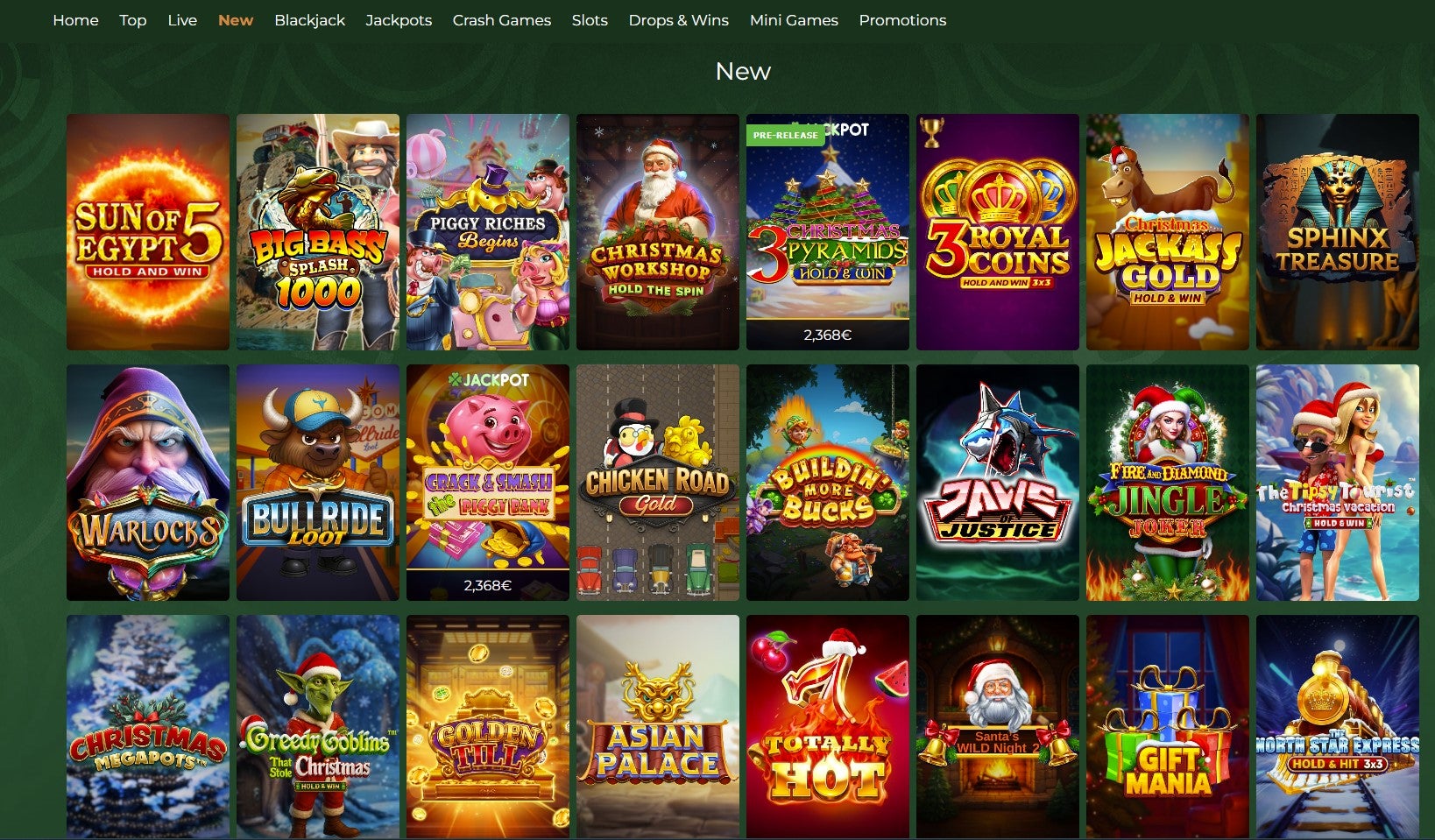 DublinBet has a wide selection of festive games under the ‘new’ section